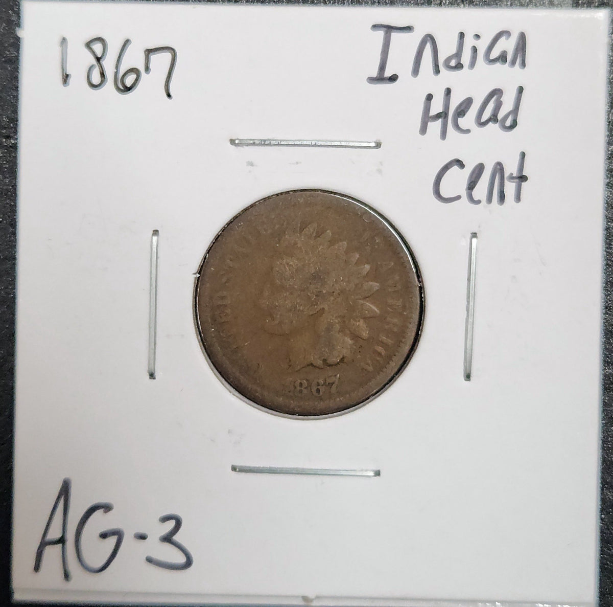 1867 Indian Head Cent AG-3 1308.3-A — Obverse