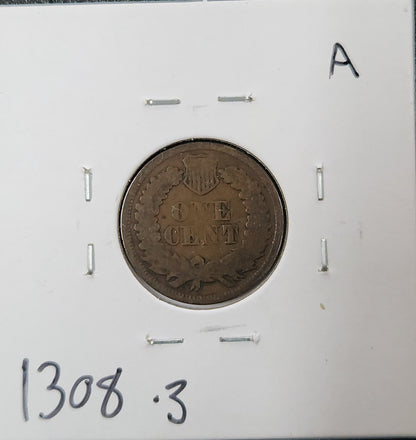 1867 Indian Head Cent AG-3 1308.3-A — Reverse