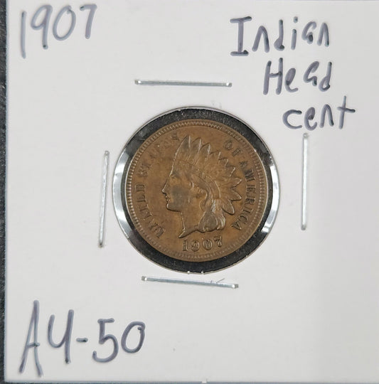1907 Indian Head Cent AU-50 1443.50-A — Obverse
