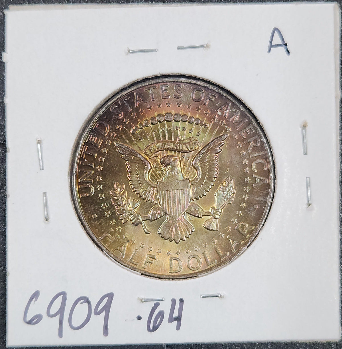 1964 Kennedy Half Dollar Toned 6909.64-A — Reverse