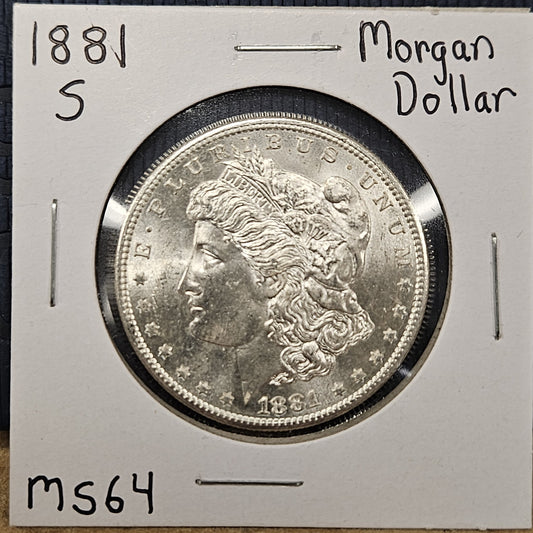 1881-S Morgan Silver Dollar MS64 7486.64-A — Obverse