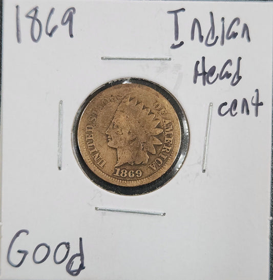 1869 Indian Head Cent - Good 1314.D6-A — Obverse