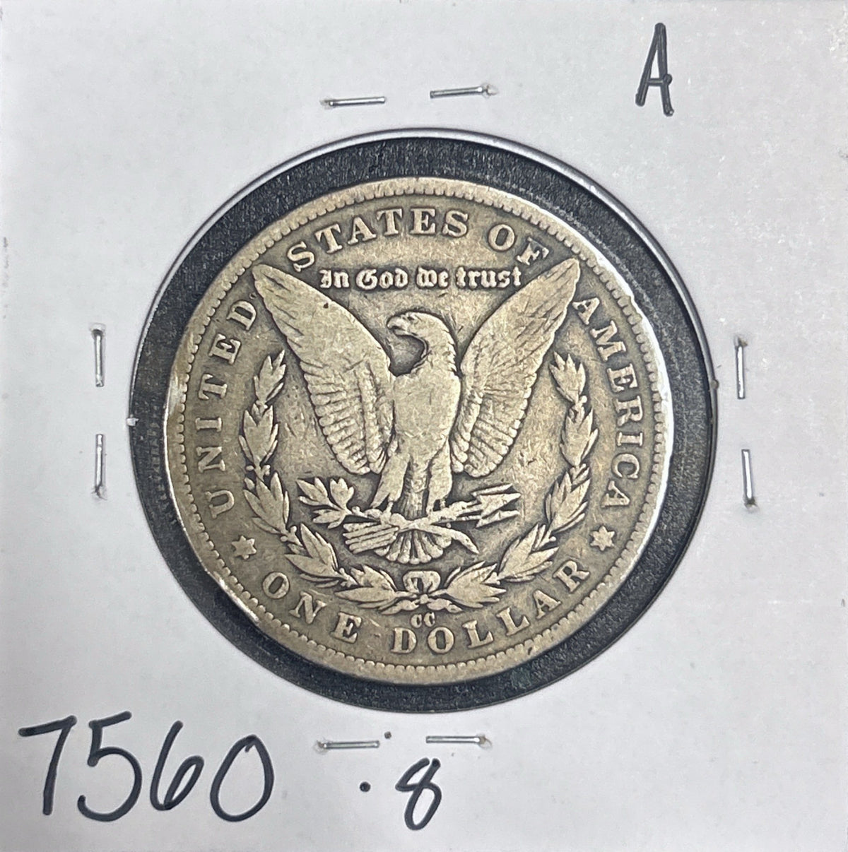 1890-CC Morgan Dollar VG-8 7560.8-A — Reverse