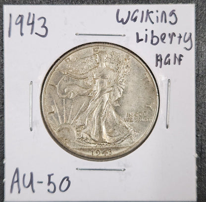 1943 Walking Liberty Half AU-50 — Obverse