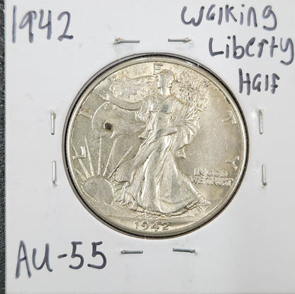 1942 Walking Liberty Half AU-55 — Obverse