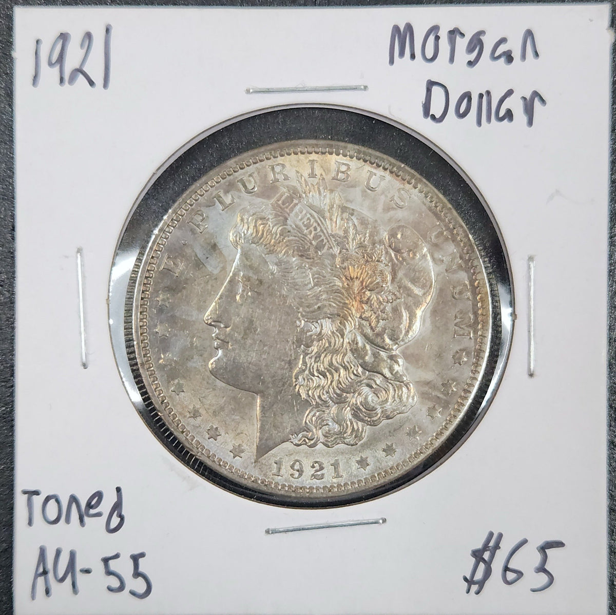 1921 Morgan Dollar AU-55 Toned 7600.55-A — Obverse