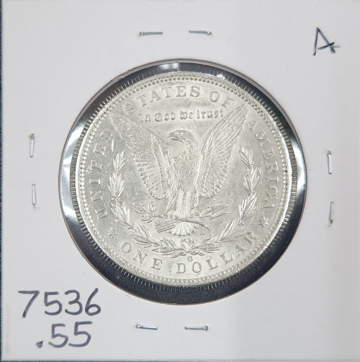 1886-O Morgan Dollar AU55 7536.55-A — Reverse