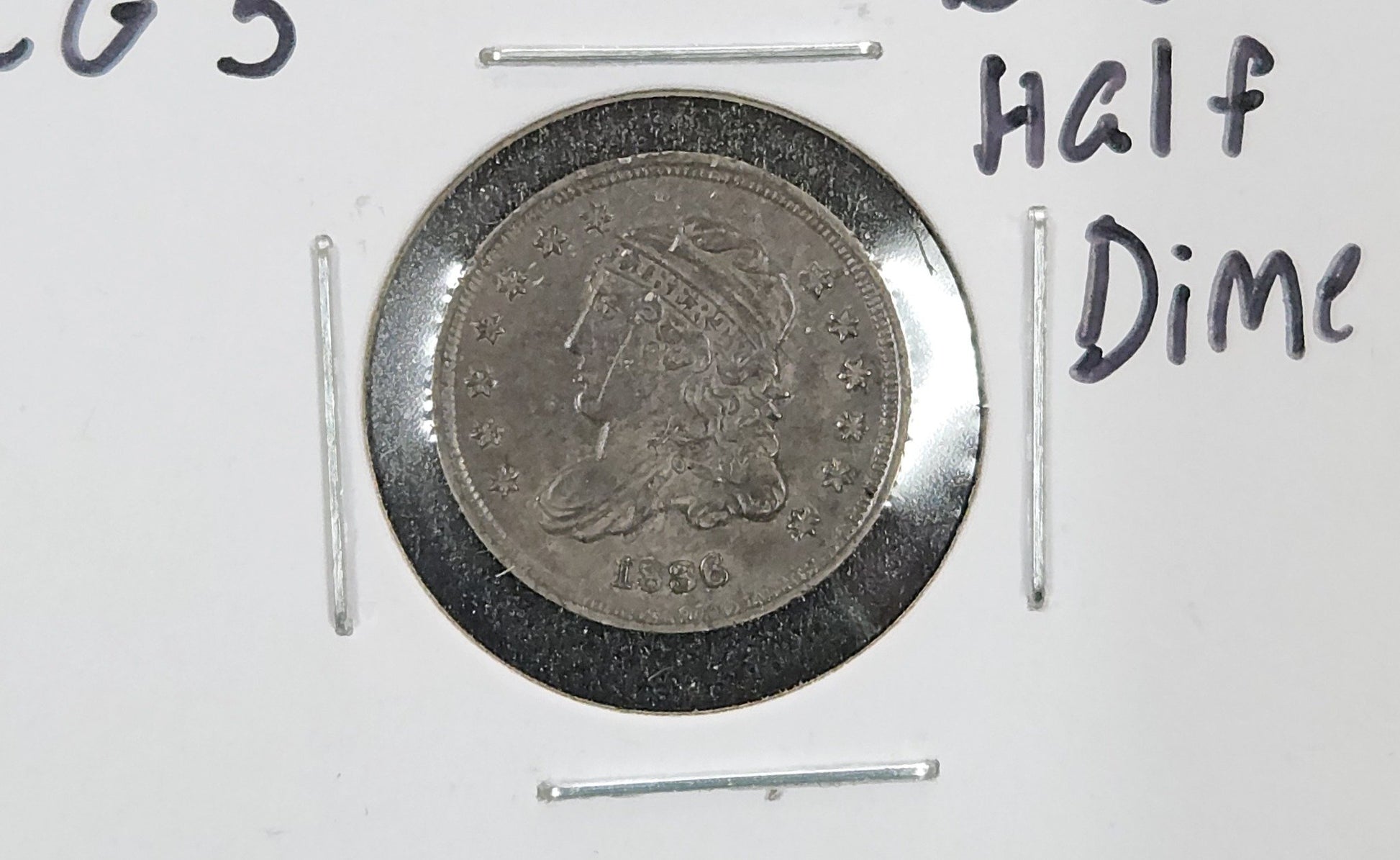 1836 LG "5" Capped Bust Half Dime XF-45 — Obverse