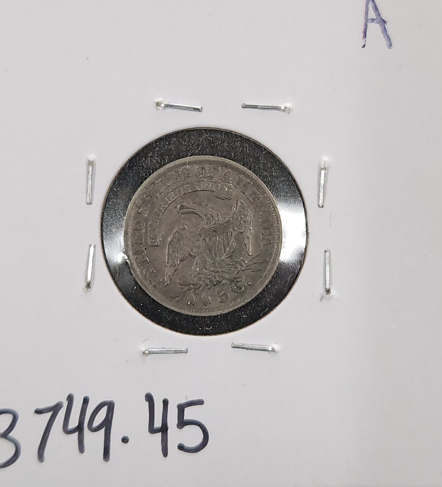 1836 LG "5" Capped Bust Half Dime XF-45 — Reverse