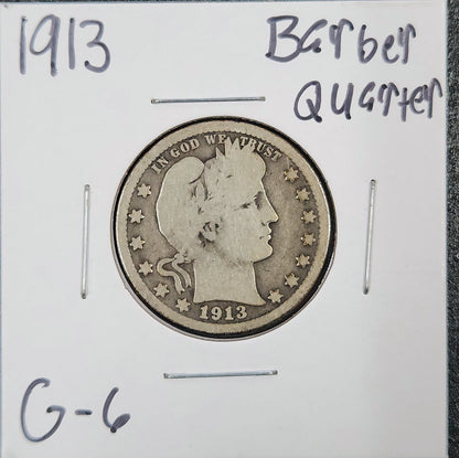 1913 Barber Quarter G-6 5409.6-A — Obverse