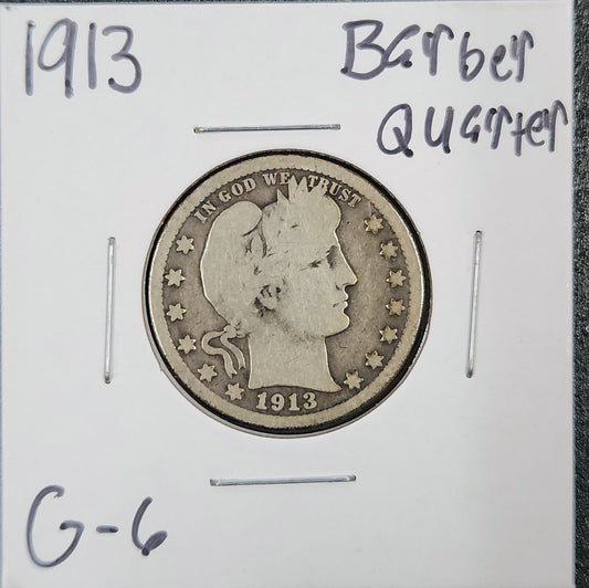 1913 Barber Quarter G-6 5409.6-A — Obverse