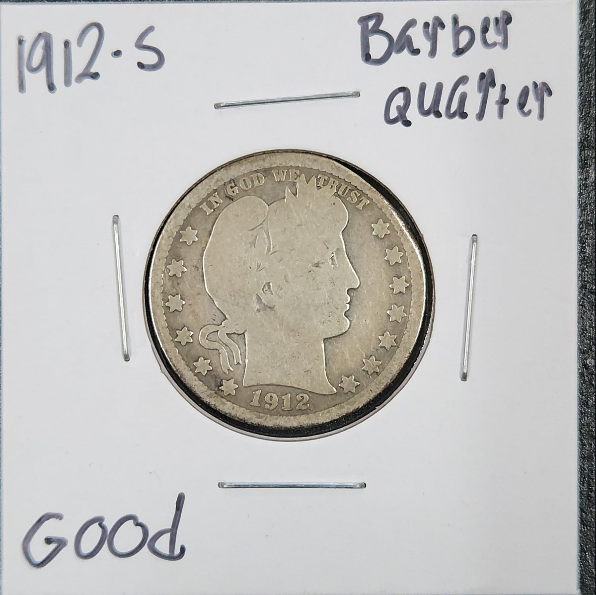 1912-S Barber Quarter Good 5454.D4-A — Obverse