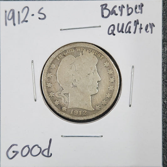 1912-S Barber Quarter Good 5454.D4-A — Obverse