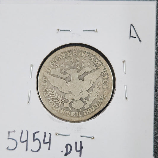 1912-S Barber Quarter Good 5454.D4-A — Reverse