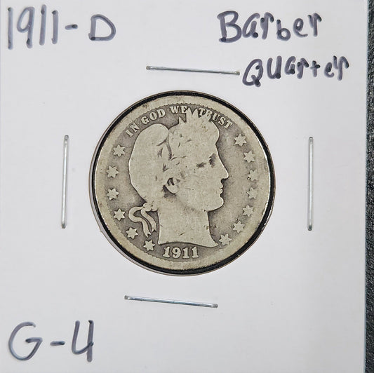 1911-D Barber Quarter G-4 5452.4-A — Obverse