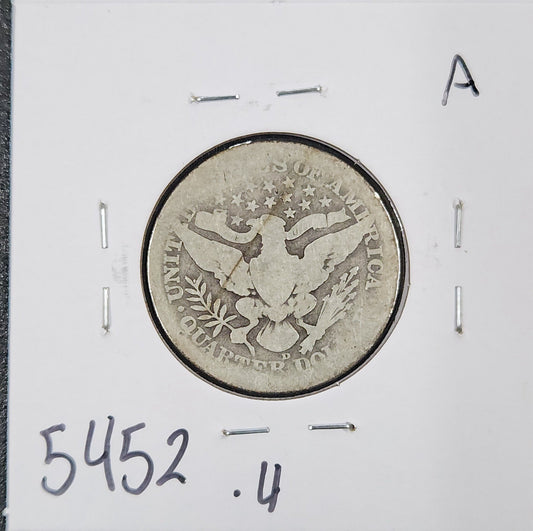 1911-D Barber Quarter G-4 5452.4-A — Reverse