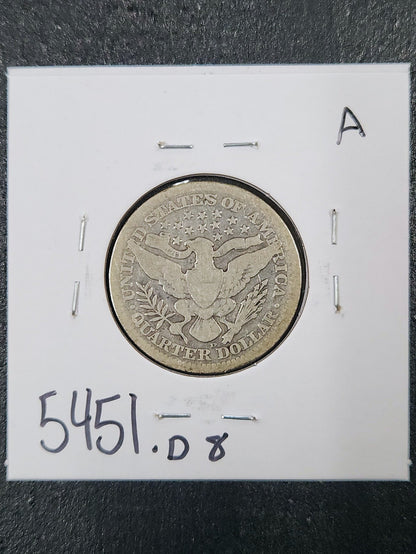 1910-D Barber Quarter VG 5451.D8-A — Reverse
