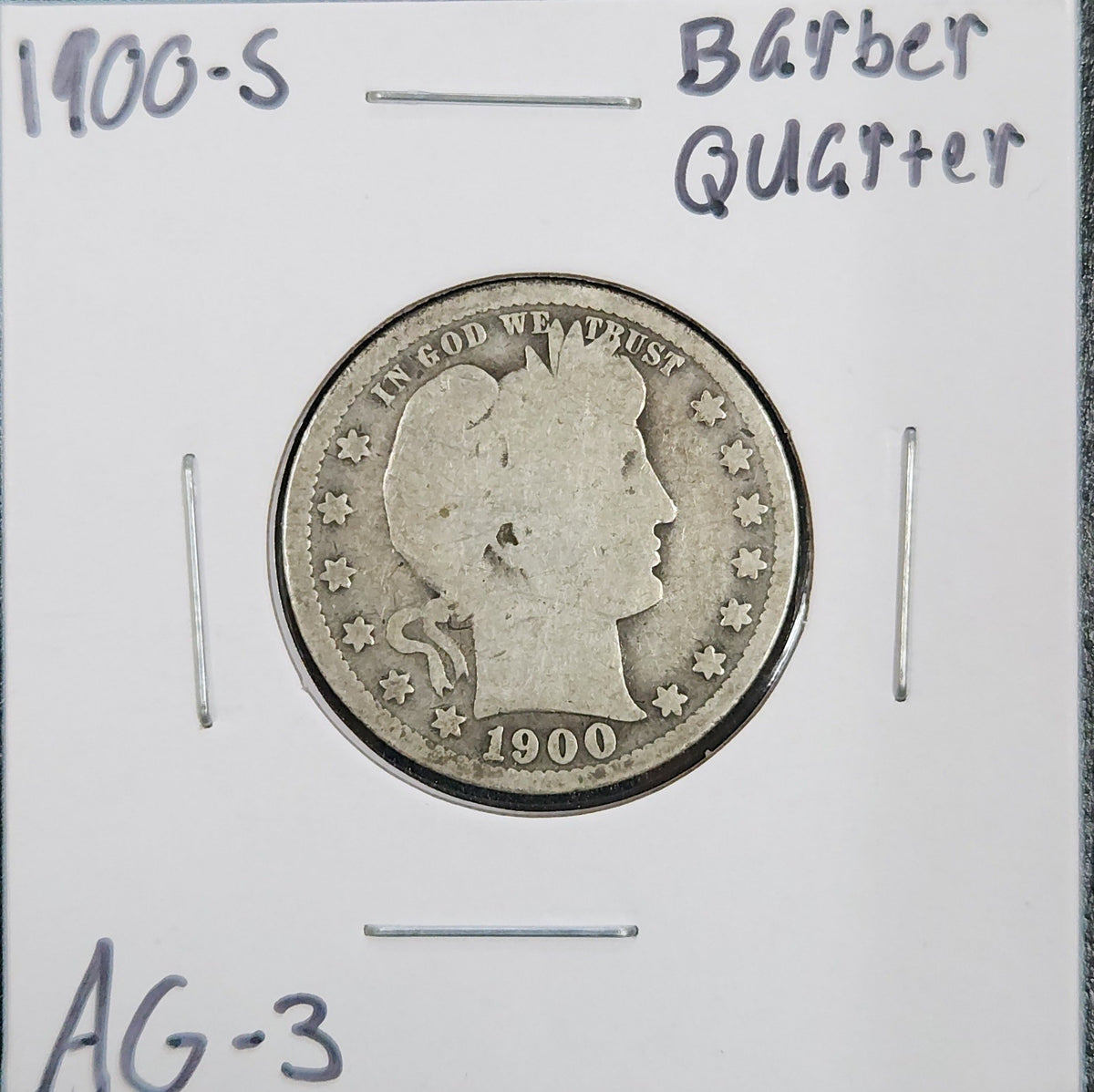 1900-S Barber Quarter AG-3 5430.3-A — Obverse
