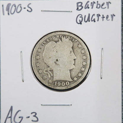 1900-S Barber Quarter AG-3 5430.3-A — Obverse