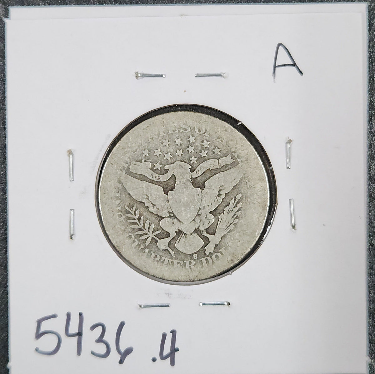 1903-S Barber Quarter G-4 5436.4-A — Reverse