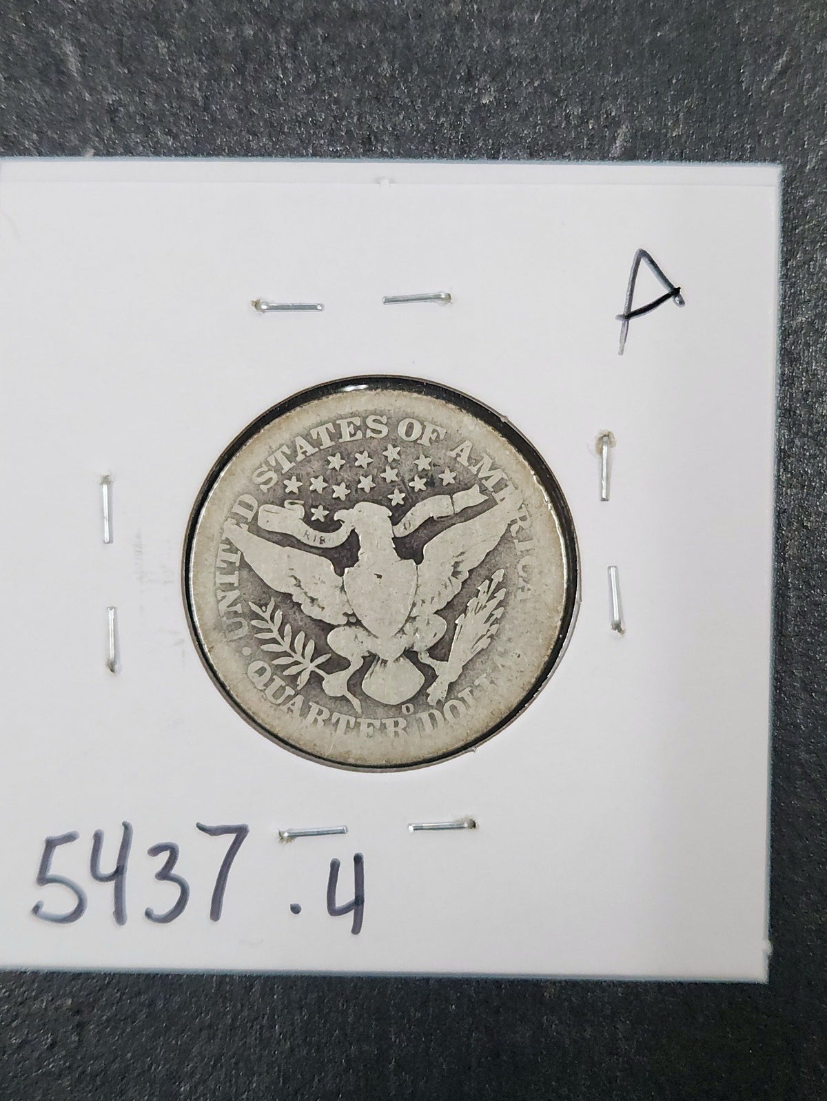 1904-O Barber Quarter G-4 5437.4-A — Reverse