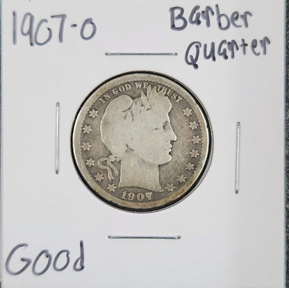 1907-O Barber Quarter Good 5443.D6-A — Obverse
