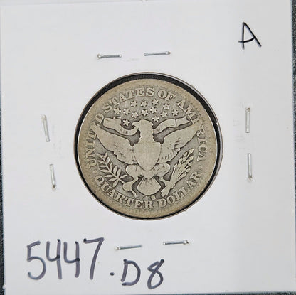 1908-S Barber Quarter VG 5447.D8-A — Reverse