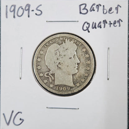 1909-S Barber Quarter VG 5450.D8-A — Obverse