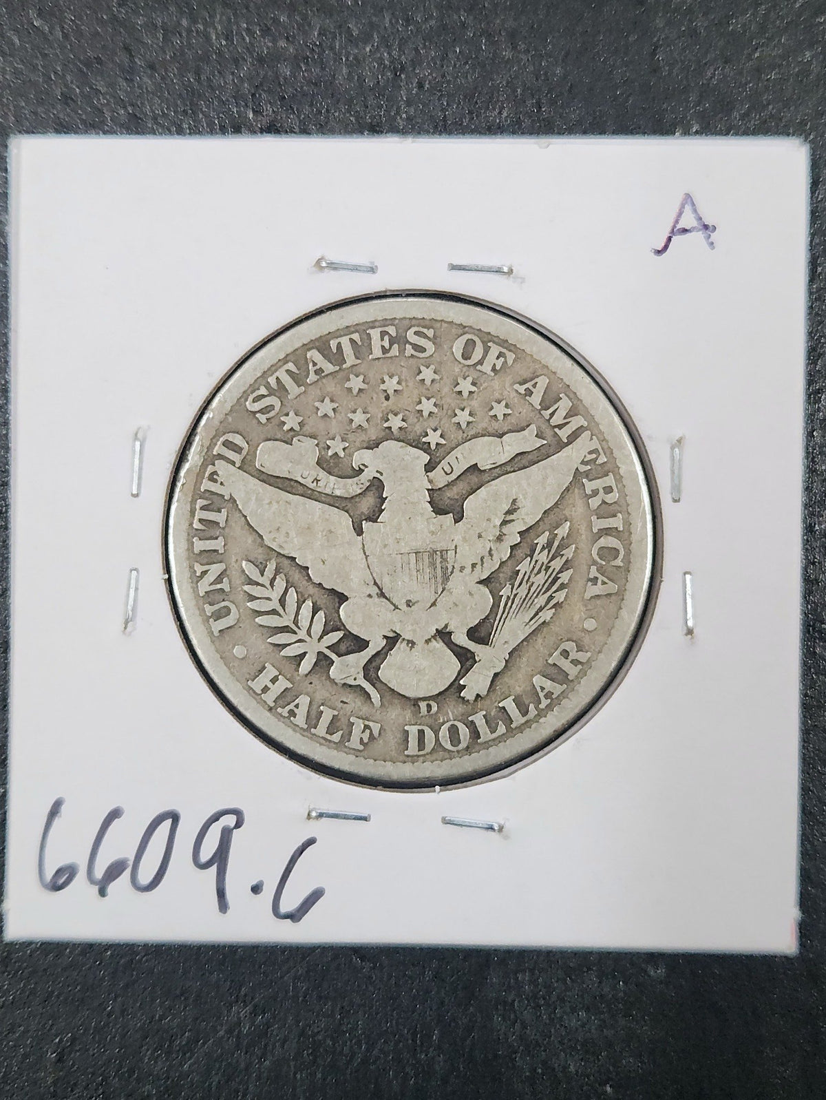 1907-D Barber Half Dollar G-6 6609.6-A — Reverse
