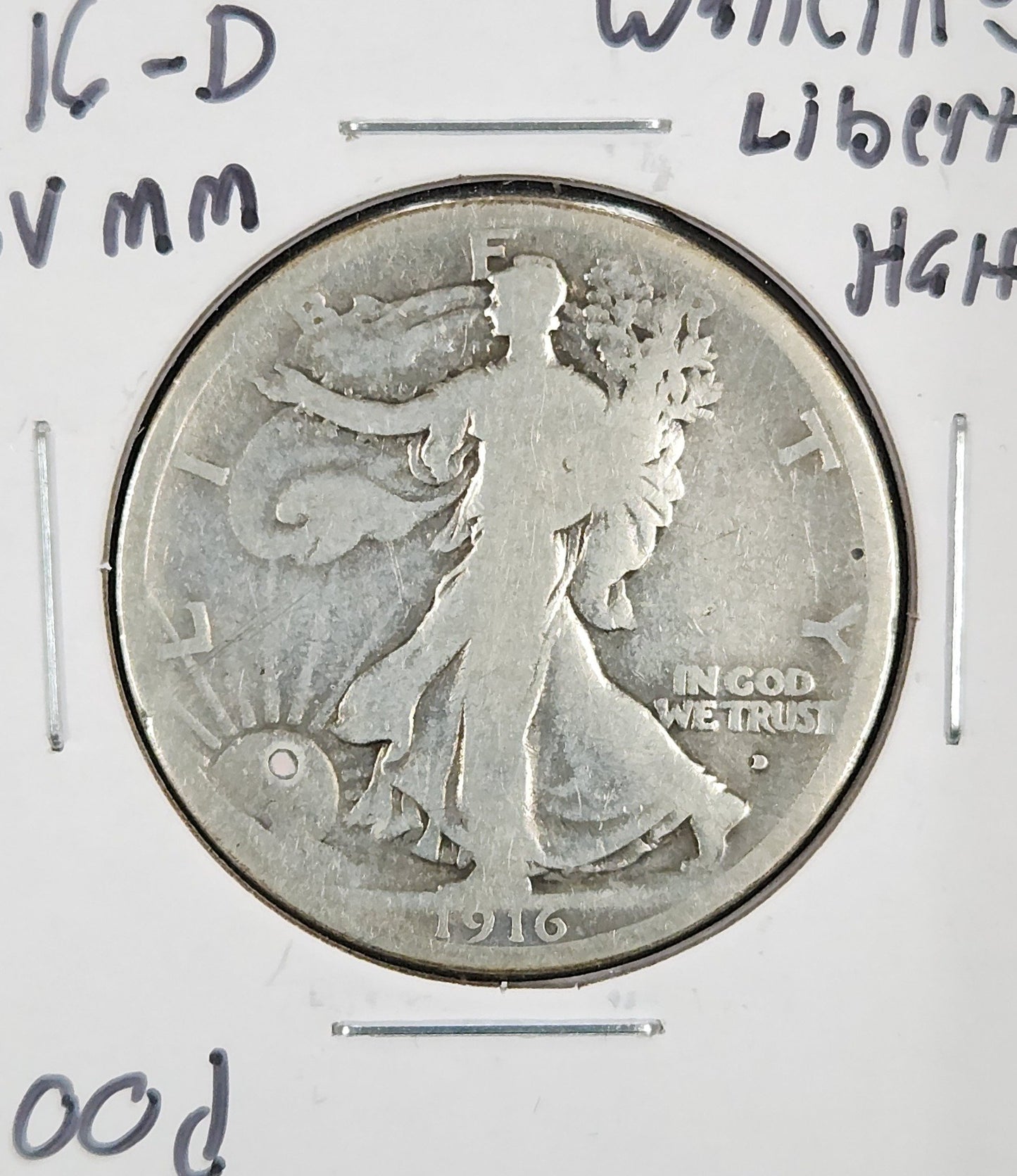 1916-D OBV MM Walking Liberty Half G — Obverse