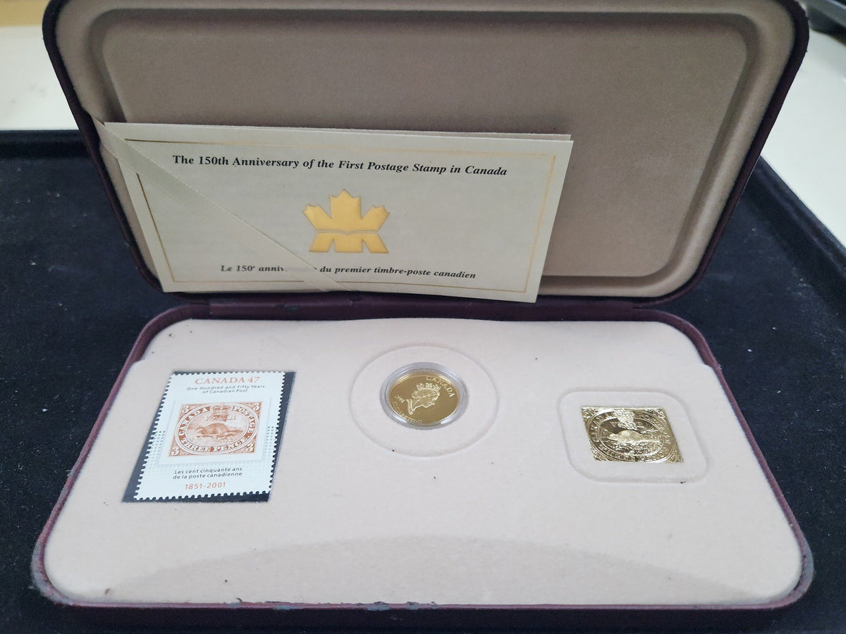 2001 Canada 150th Anniversary Of The First Postage Stamp Coin & Stamp Set 8QSS — Obverse
