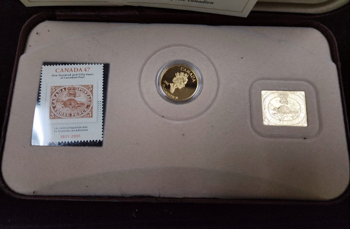 2001 Canada 150th Anniversary Of The First Postage Stamp Coin & Stamp Set 8QSS — Reverse