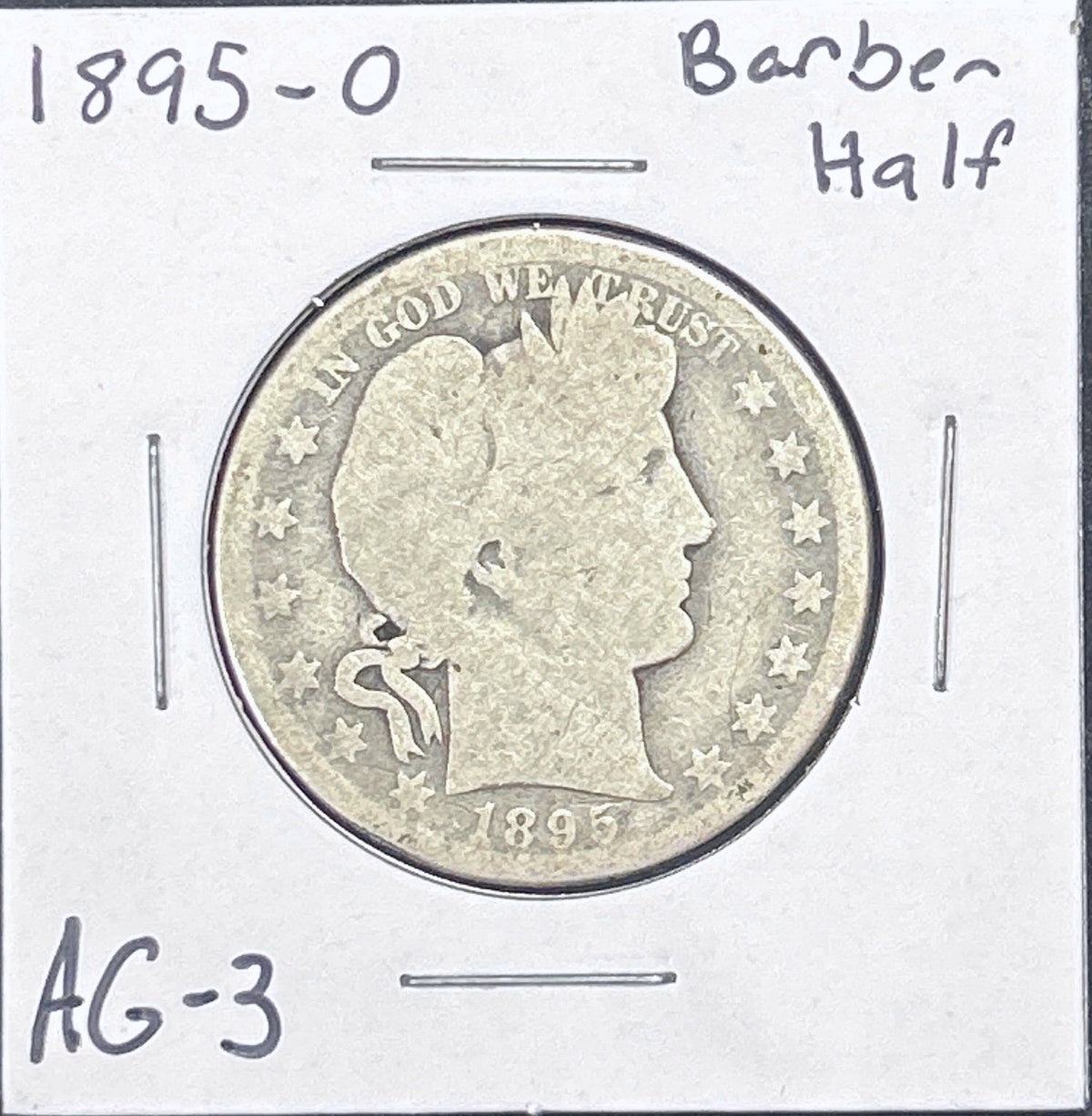 1895-O Barber Half Dollar AG-3 6584.3-A — Obverse
