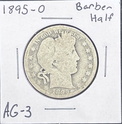 1895-O Barber Half Dollar AG-3 6584.3-A — Obverse