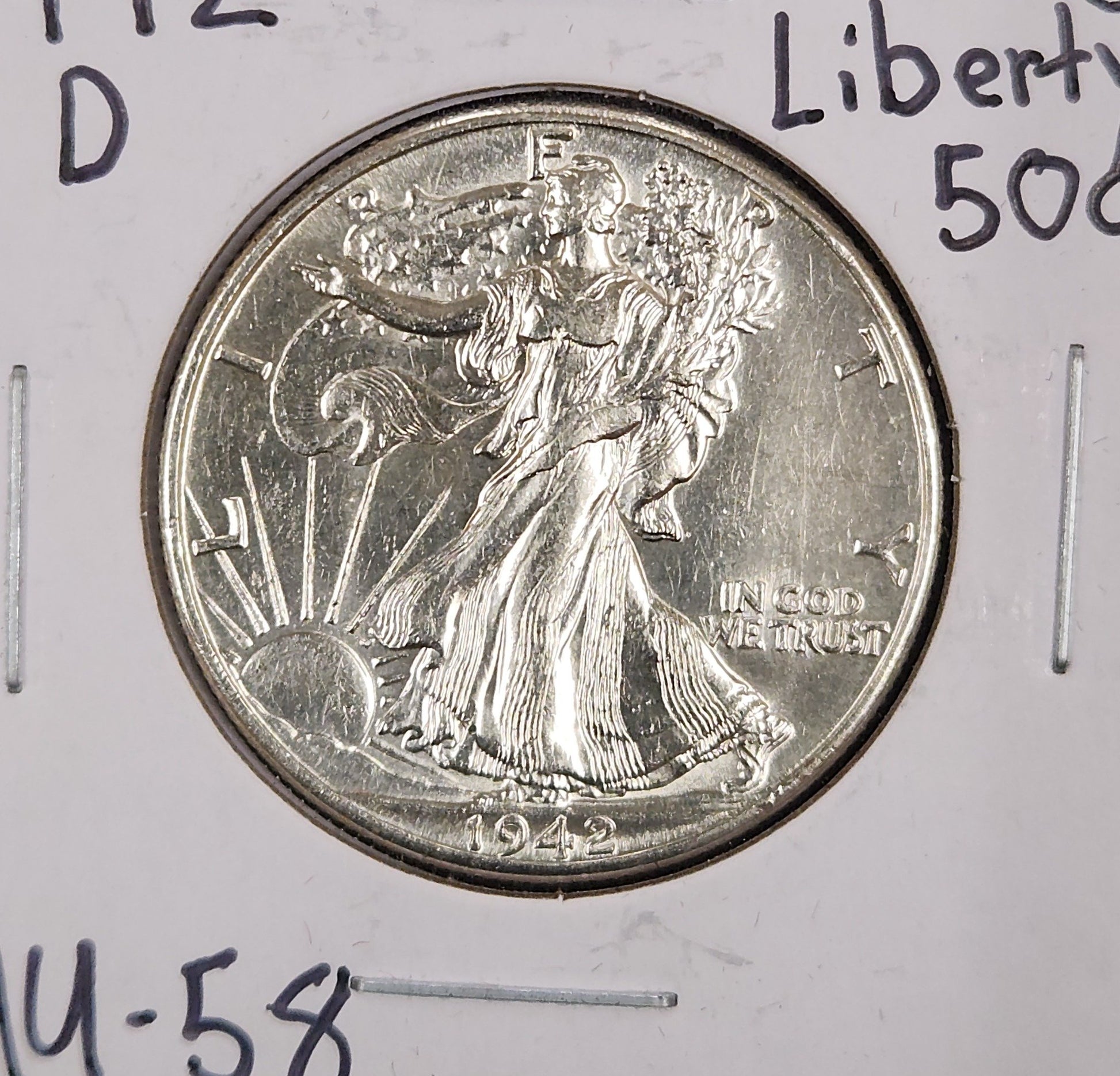 1942-D Walking Liberty Half AU-58 — Obverse