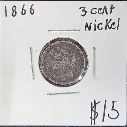 1866 Three-Cent Nickel 2768.D3-A — Obverse