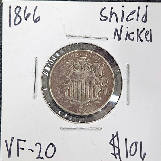 1866 Shield Nickel VF-20 2868.20-A — Obverse