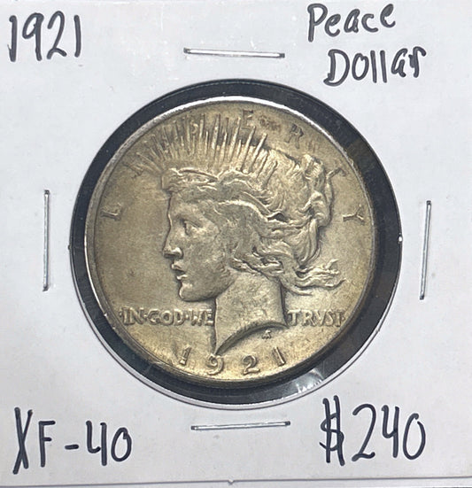1921 Peace Dollar XF-40 7887.40-A — Obverse