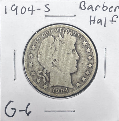 1904-S Barber Half Dollar G-6 6603.6-B — Obverse