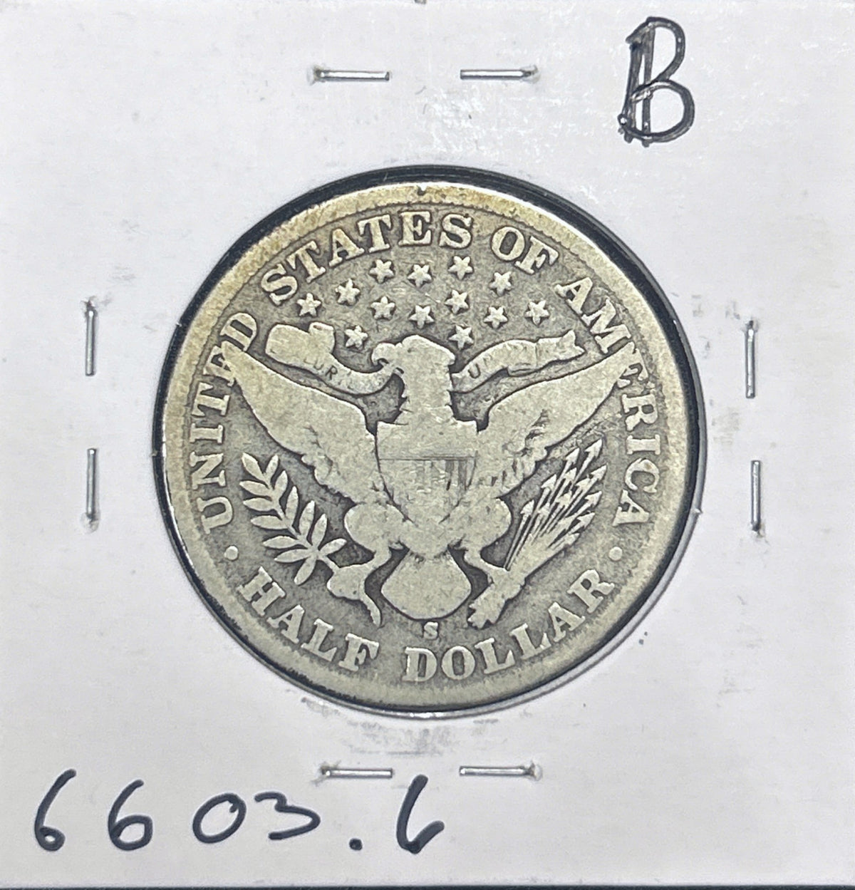 1904-S Barber Half Dollar G-6 6603.6-B — Reverse