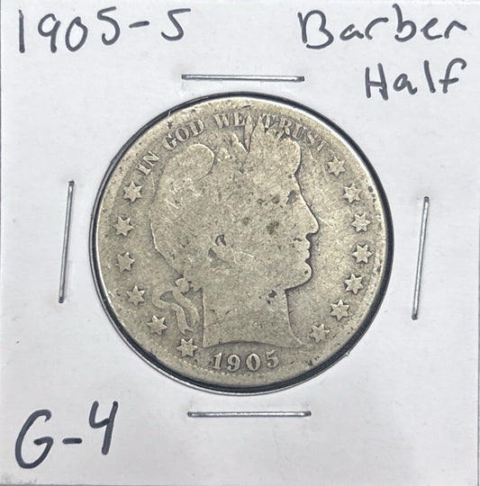 1905-S Barber Half Dollar G-4 6605.4-A — Obverse