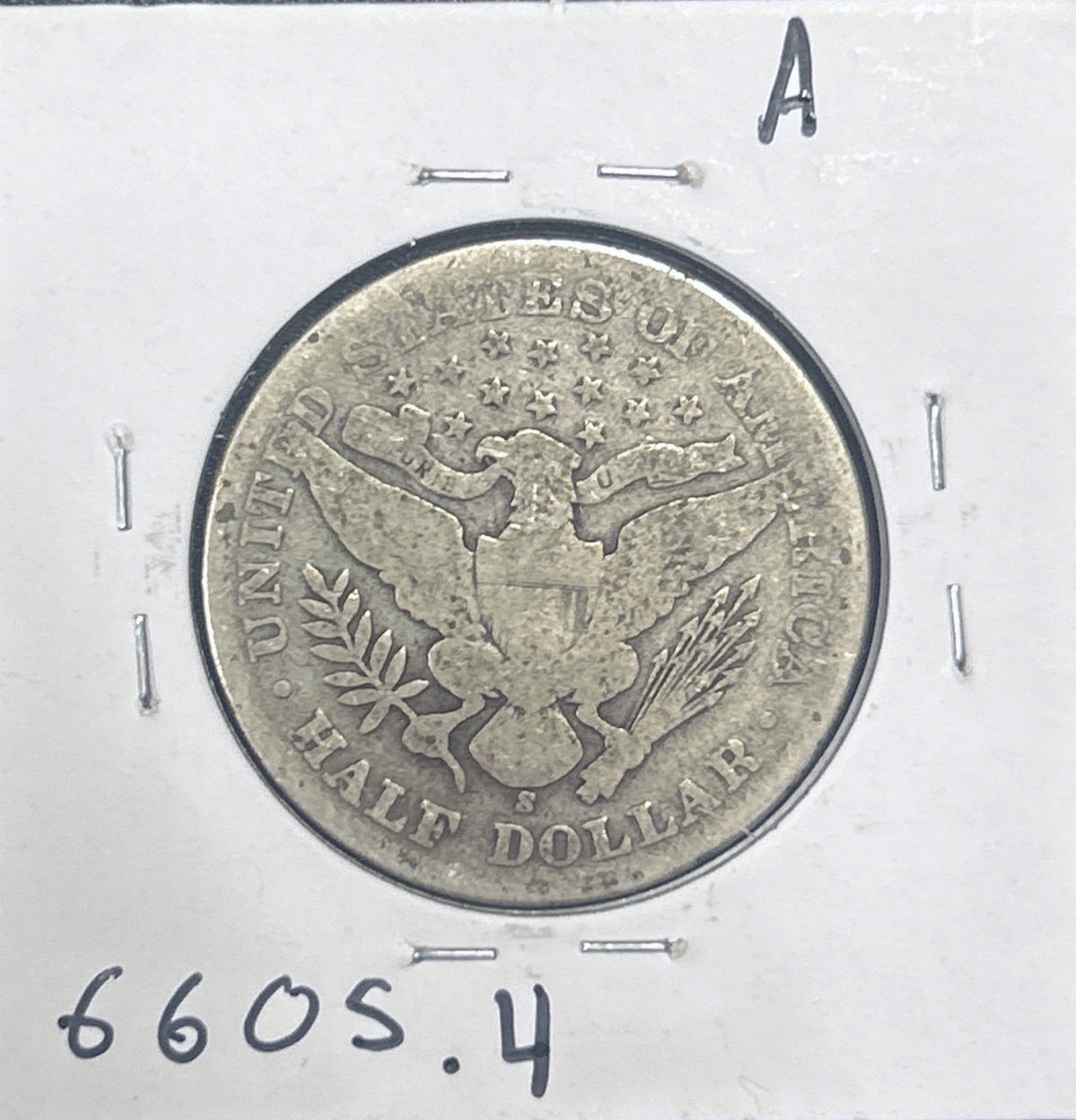 1905-S Barber Half Dollar G-4 6605.4-A — Reverse