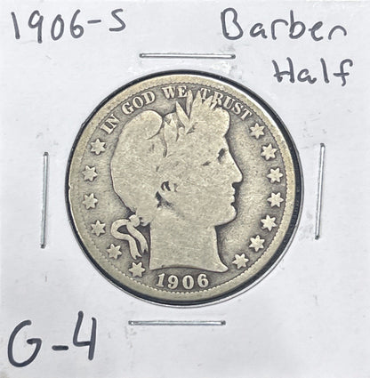 1906-S Barber Half Dollar G-4 6608.4-A — Obverse
