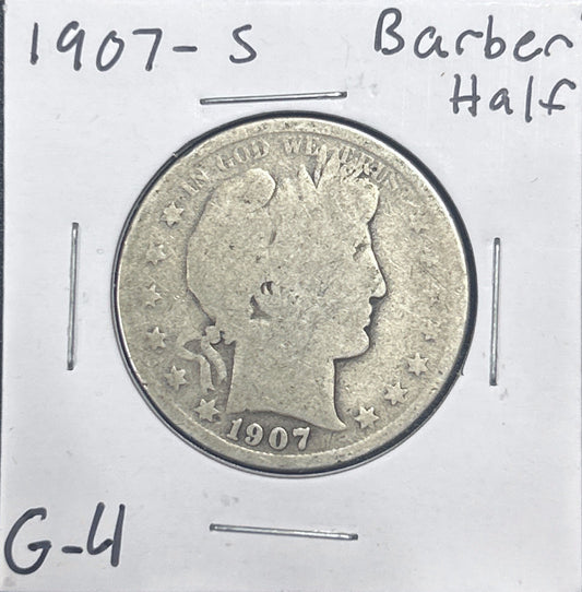 1907-S Barber Half Dollar G-4 6611.4-A — Obverse