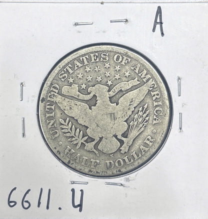 1907-S Barber Half Dollar G-4 6611.4-A — Reverse