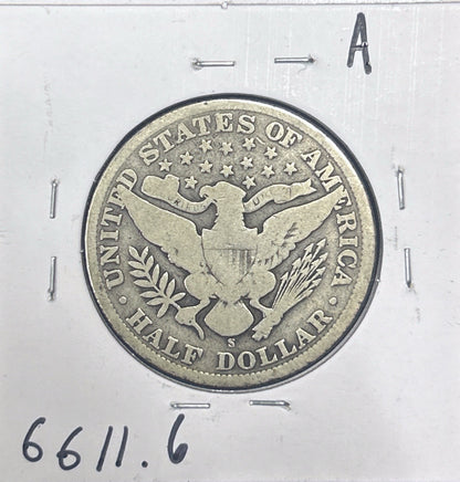 1907-S Barber Half Dollar G-6 6611.6-A — Reverse