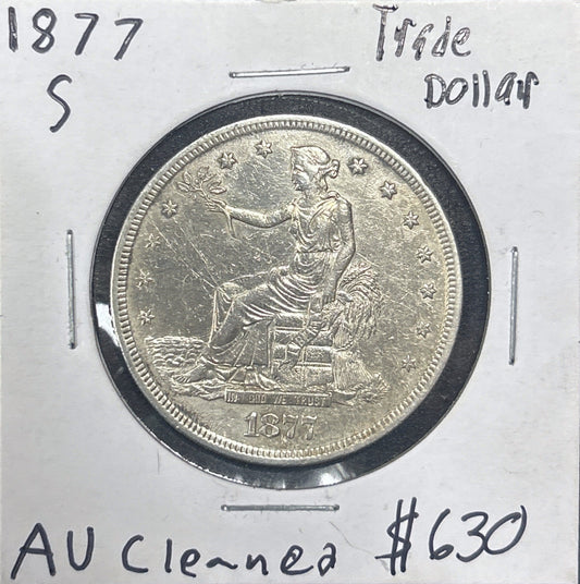 1877-S Trade Dollar AU Details (Cleaned) 7383.55-A — Obverse