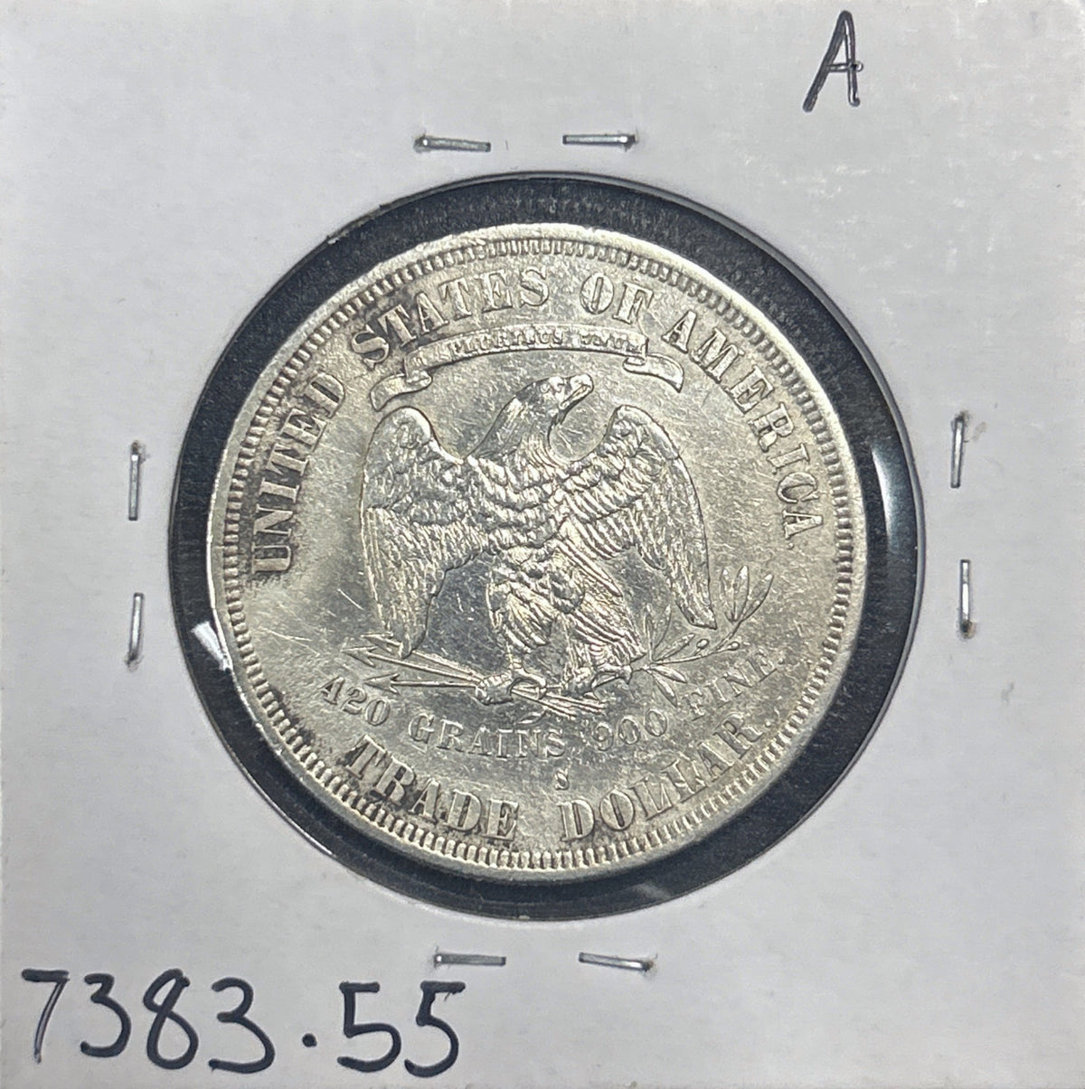 1877-S Trade Dollar AU Details (Cleaned) 7383.55-A — Reverse
