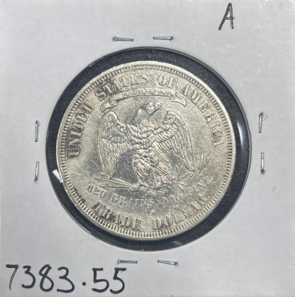 1877-S Trade Dollar AU Details (Cleaned) 7383.55-A — Reverse