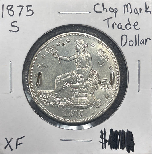 1875-S Trade Dollar XF (Chop Marks) 7369.D45-A — Obverse